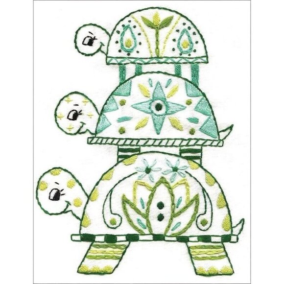 Design Works Crafts Turtles Pile-Up Stamped Embroidery Kit 3306 5" X 7" Sealed - Picture 2 of 4